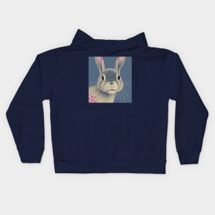 Floral Blue Greyish Fuzzy Lop Rabbit Cute Bunny Mom Kids Hoodie